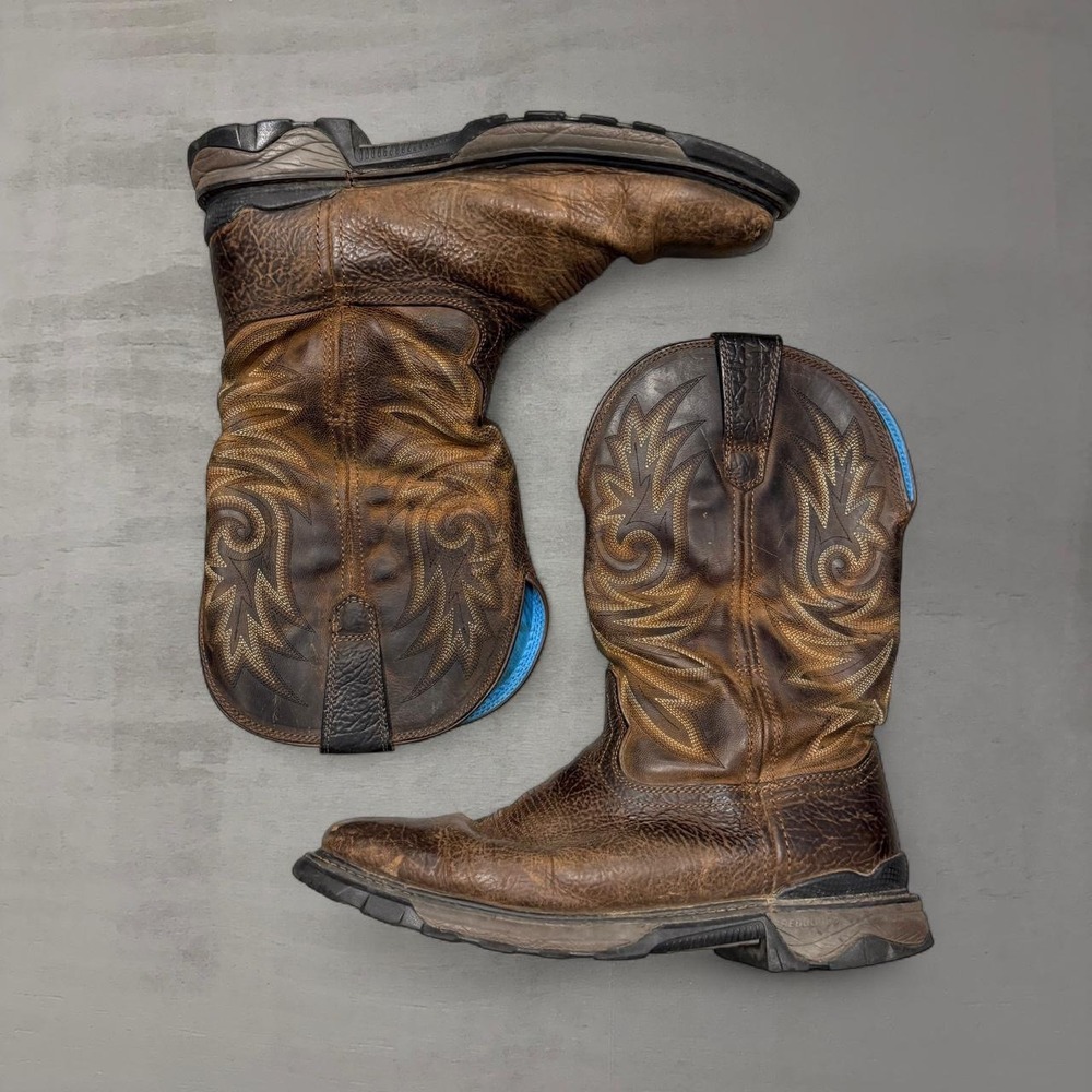 Rocky Carbon 6 Men's Pull on‎ Work Boots Brown Leather Square Toe Size 10W